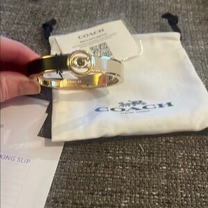 Coach Gold and Black Bangle Bracelet